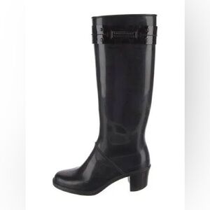 Burberry Black High Heel Rain Boots